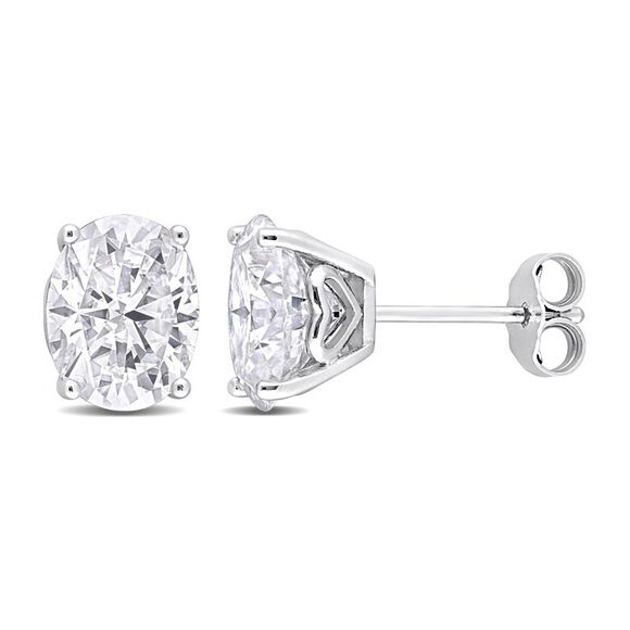 4.00 Carat (ctw) Synthetic Moissanite Solitaire Oval Earrings in Sterling Silver